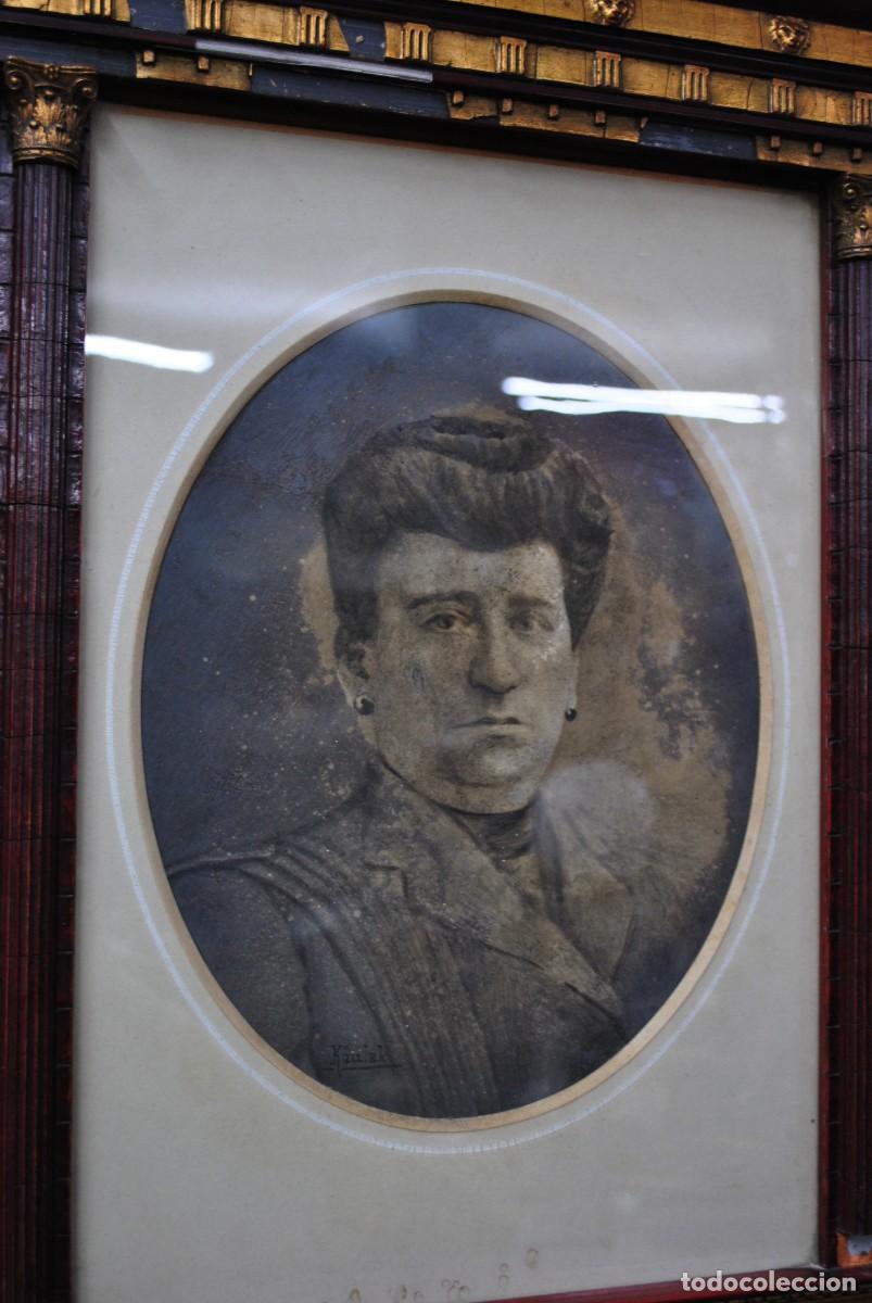 Antig&uuml;edades: RETRATO CON MARCO ESTILO IMPERIO - Foto 6