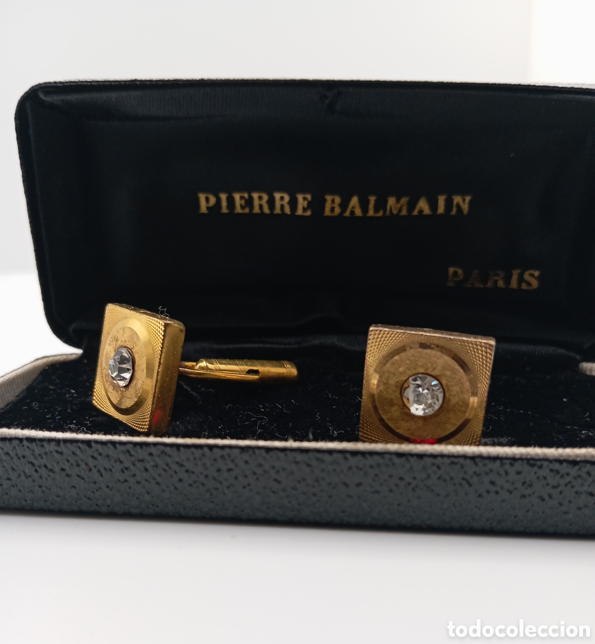 Antig&uuml;edades: Gemelos Pierre Balmain Paris chapado en oro - Foto 6
