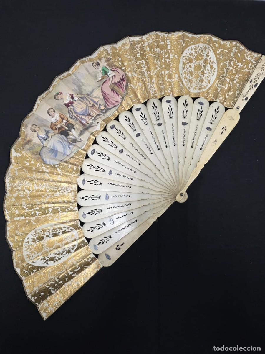 Antig&uuml;edades: ABANICO ESCENA ROM&Aacute;NTICA - Foto 5