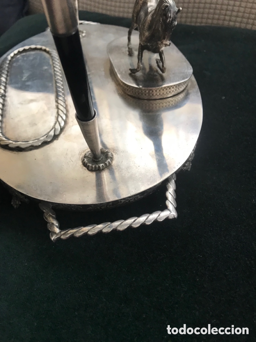 Antig&uuml;edades: Escriban&iacute;a de plata con caballo - Foto 5
