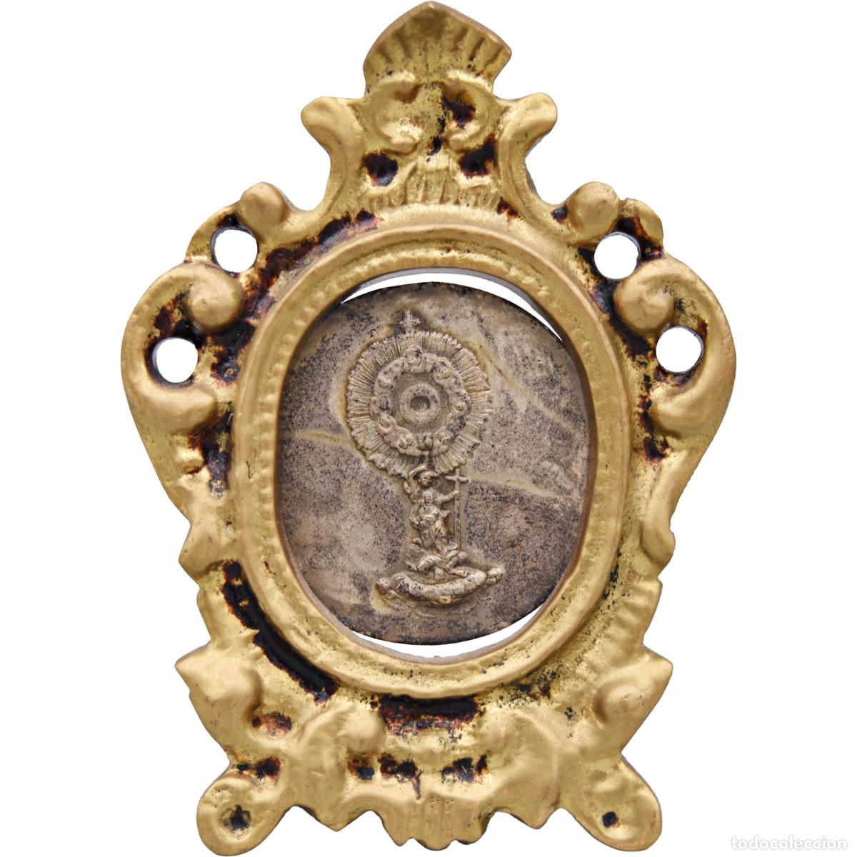 Antig&uuml;edades: Icono antiguo en marco de bronce - Foto 1