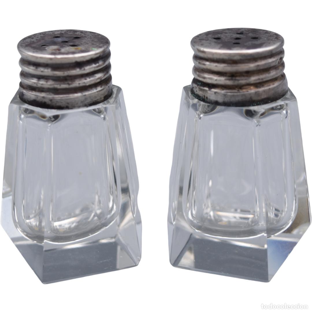 Antig&uuml;edades: Saleros de plata y cristal - Foto 1