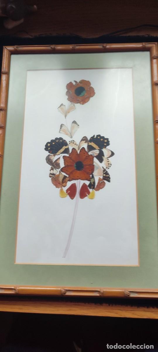 Oggetti Antichi: Cuadro de flores realizado con alas de mariposa, artesan&iacute;a mejicana