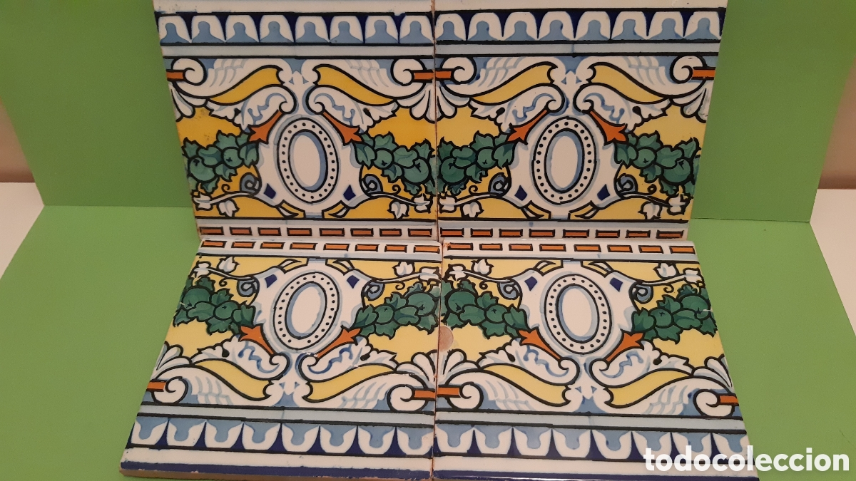 Antig&uuml;edades: Cuatro azulejos cenefa modernista - Foto 1