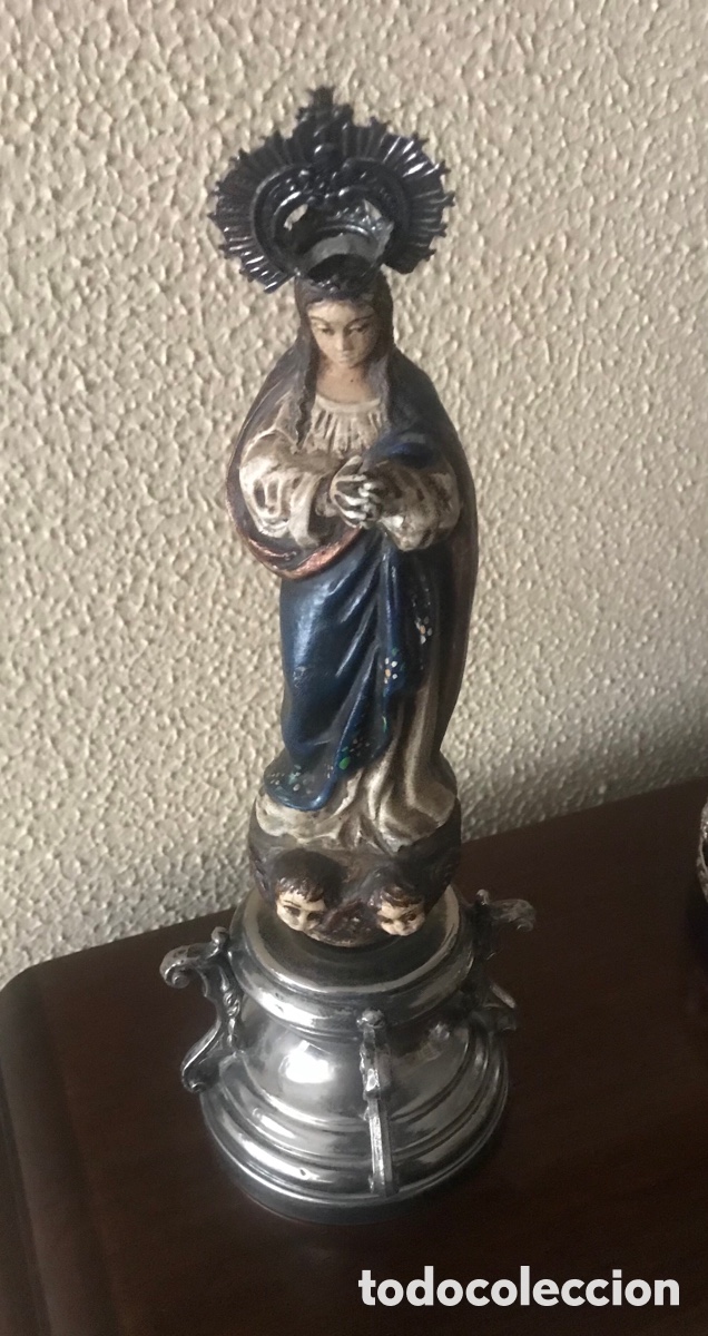 Antig&uuml;edades: Inmaculada con peana de alpaca - Foto 5