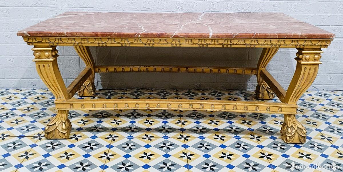 Antig&uuml;edades: Mesa de centro estilo barroco con tapa de m&aacute;rmol - Foto 2
