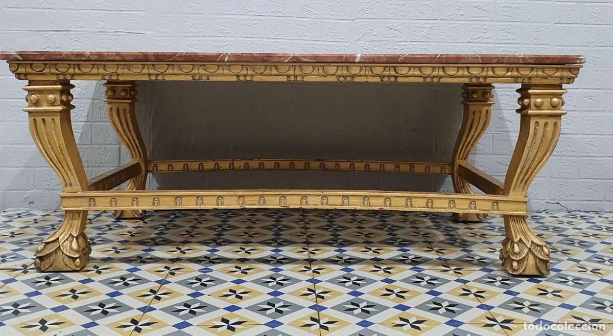 Antig&uuml;edades: Mesa de centro estilo barroco con tapa de m&aacute;rmol - Foto 3