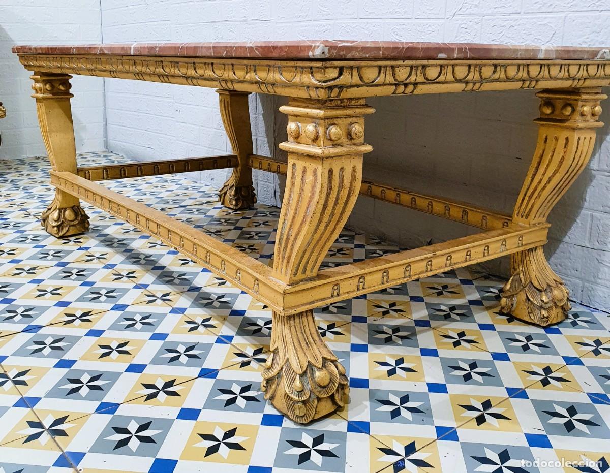 Antig&uuml;edades: Mesa de centro estilo barroco con tapa de m&aacute;rmol - Foto 4