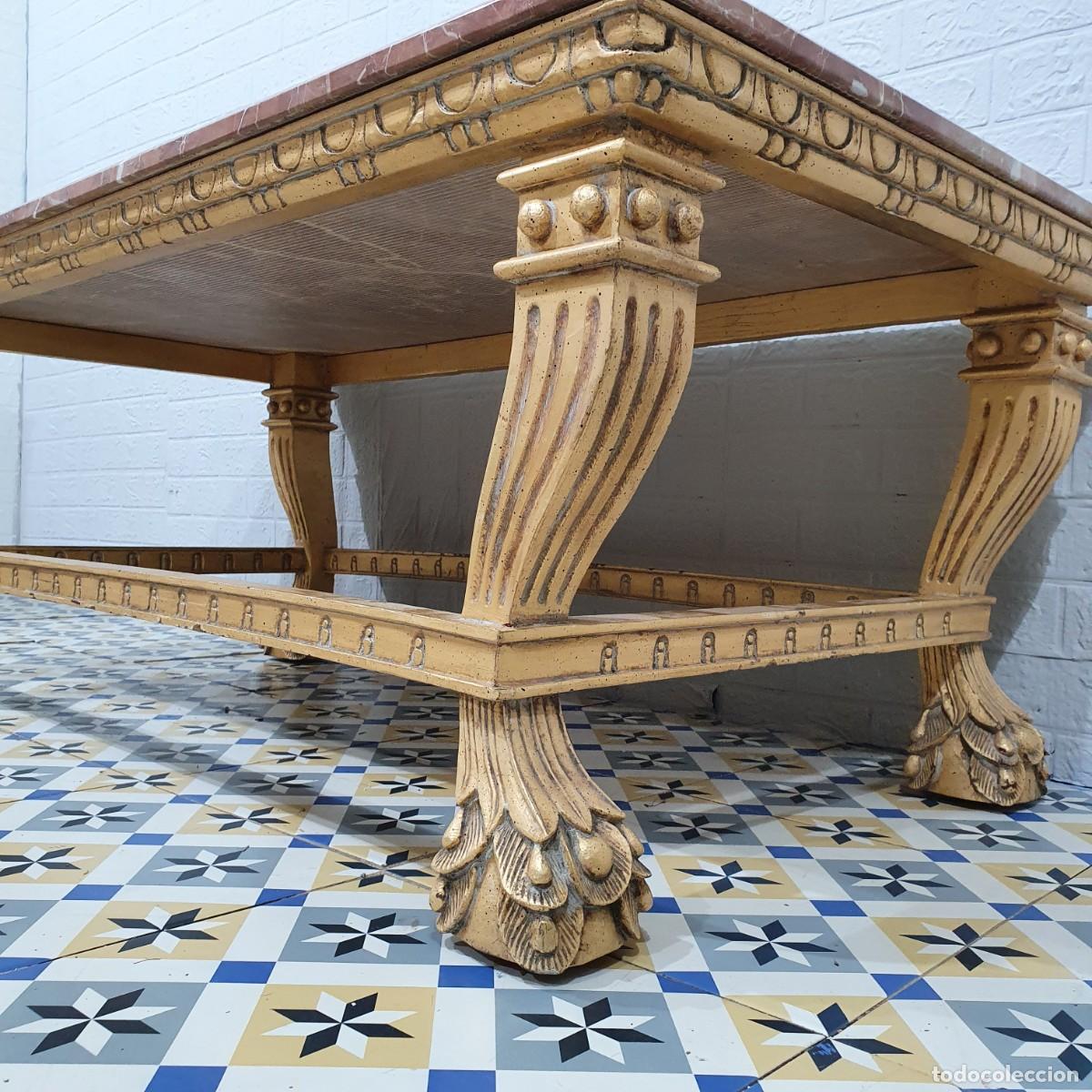 Antig&uuml;edades: Mesa de centro estilo barroco con tapa de m&aacute;rmol - Foto 5