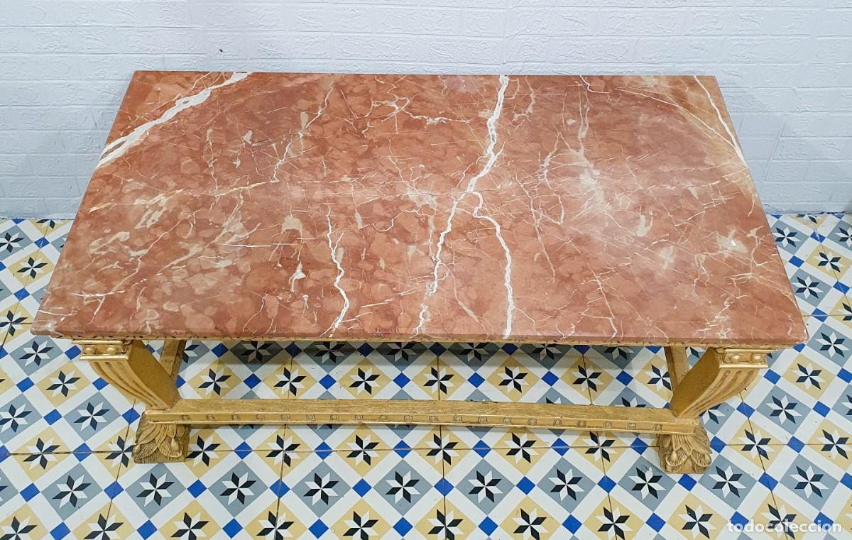 Antig&uuml;edades: Mesa de centro estilo barroco con tapa de m&aacute;rmol - Foto 6