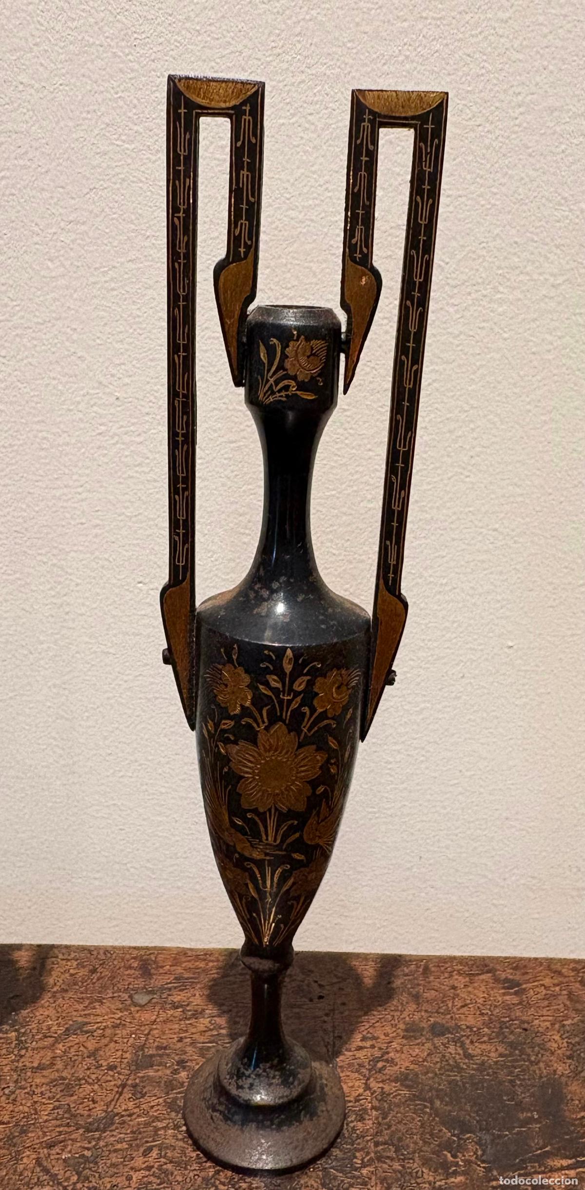 Antig&uuml;edades: PAREJA DE JARRONES DAMASQUINADOS - Foto 7