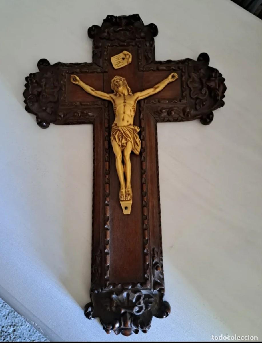 Antig&uuml;edades: Crucifijo Madera antiguo - Foto 1