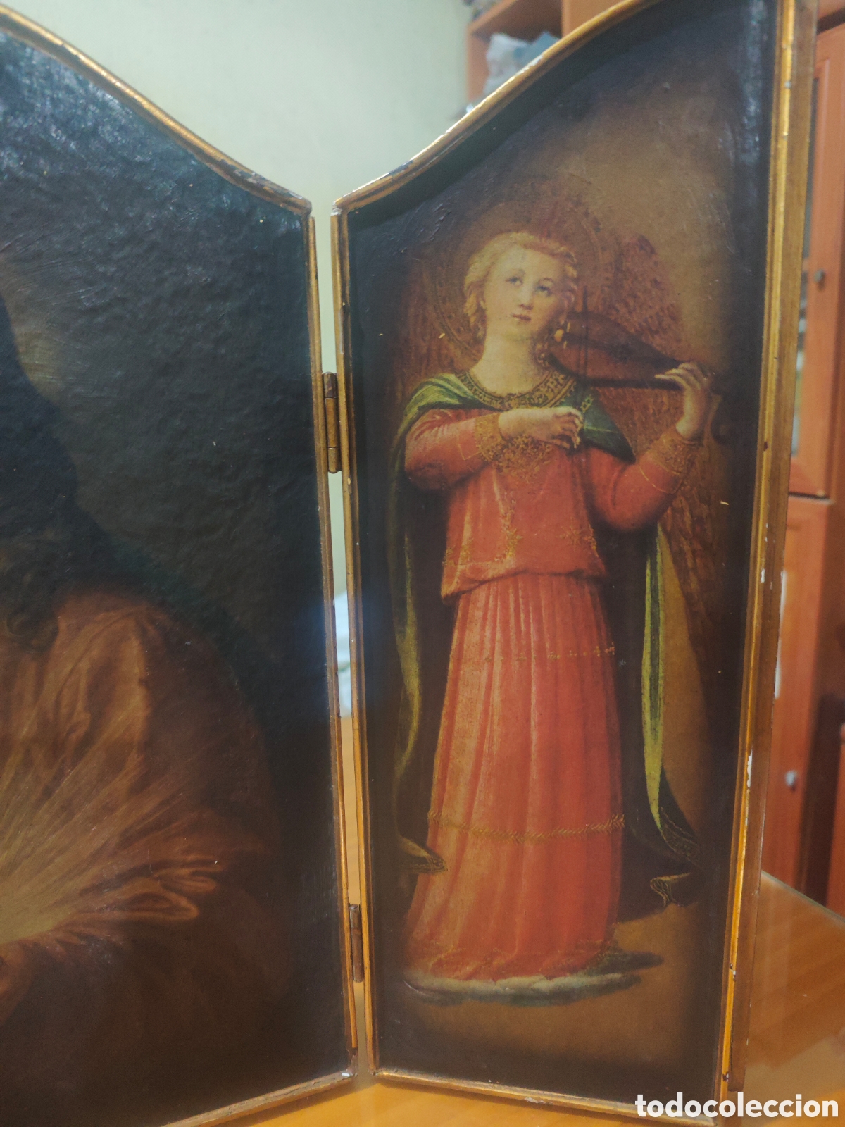 Antig&uuml;edades: Triptico Religioso Sagrado Coraz&oacute;n de Jes&uacute;s. - Foto 4