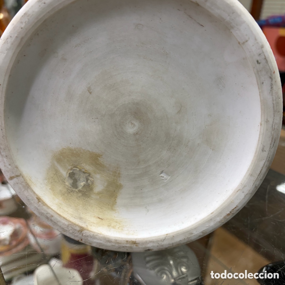 Antig&uuml;edades: Pie de l&aacute;mpara de porcelana de biscuit, Baco - Foto 13