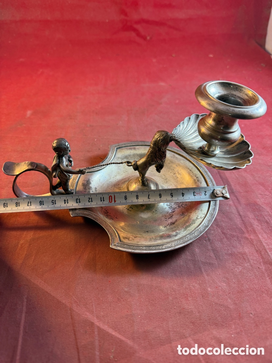 Antig&uuml;edades: Candelabro de mano plata siglo XIX - Foto 6