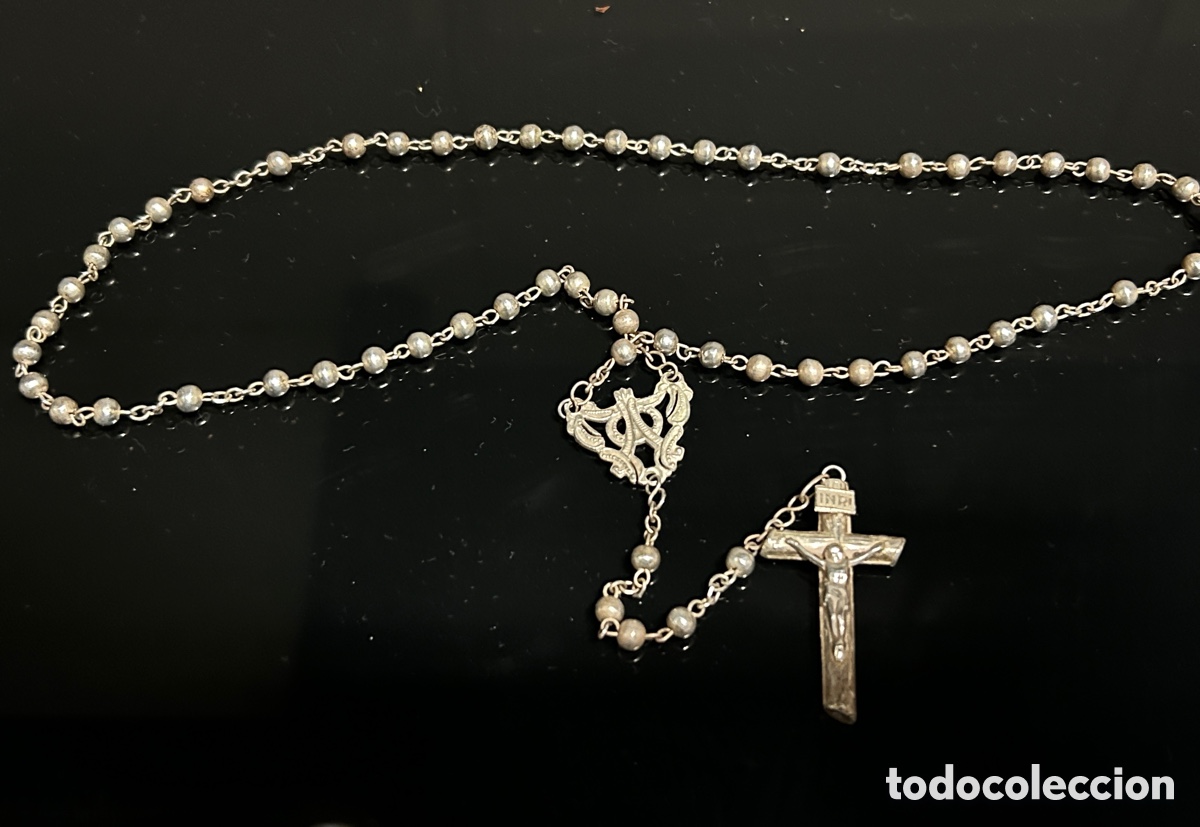 Antig&uuml;edades: Rosario de plata antiguo - Foto 1