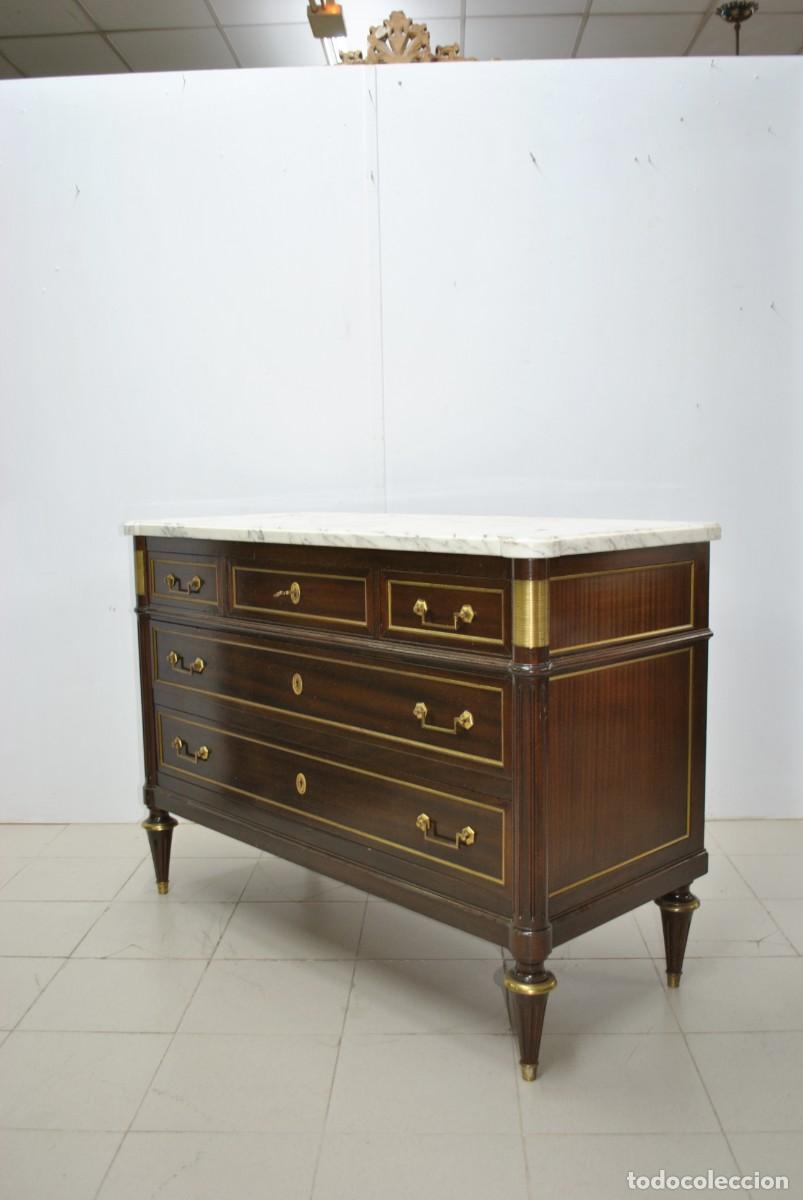 Antig&uuml;edades: C&Oacute;MODA MADERA Y BRONCE ESTILO LUIS XVI - Foto 6