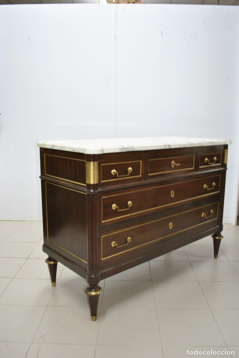 Antig&uuml;edades: C&Oacute;MODA MADERA Y BRONCE ESTILO LUIS XVI - Foto 7