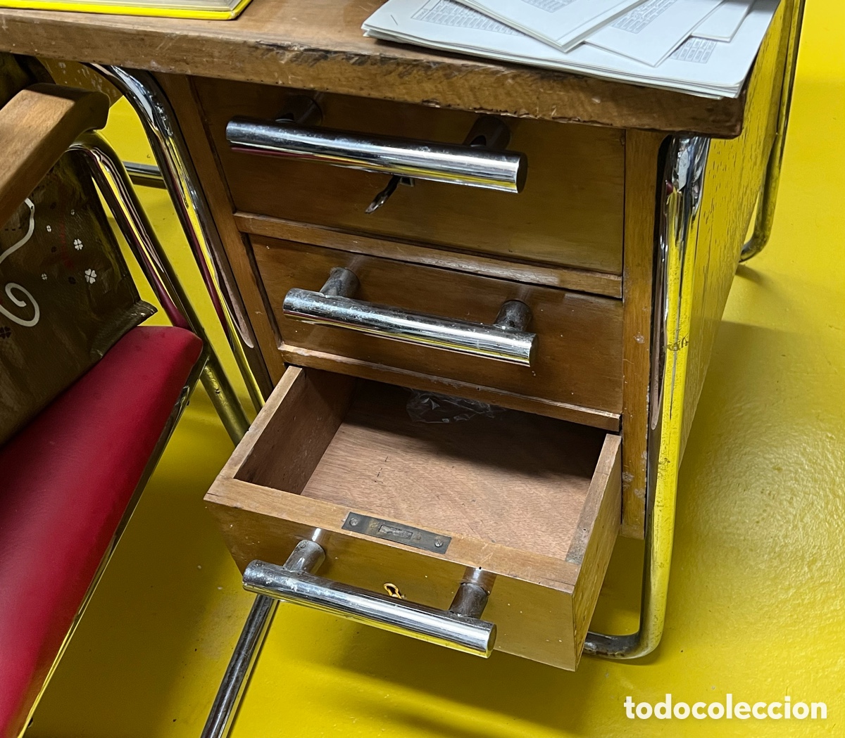 Antig&uuml;edades: Mesa de despacho y sill&oacute;n. Art Deco. 1930. - Foto 5