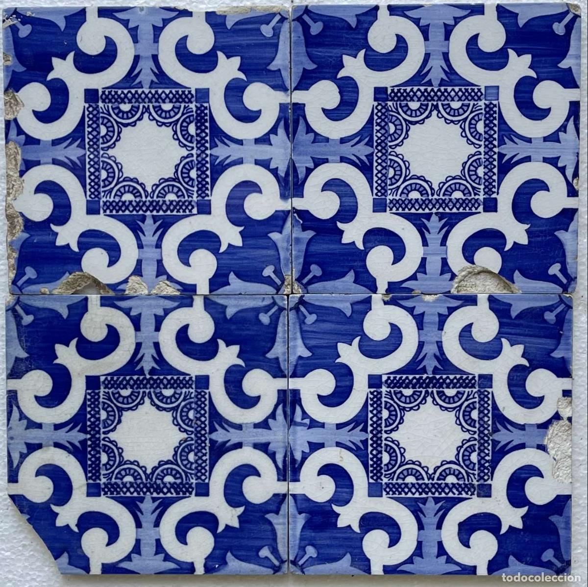 Antig&uuml;edades: JUEGO DE CUATRO AZULEJOS - Foto 1