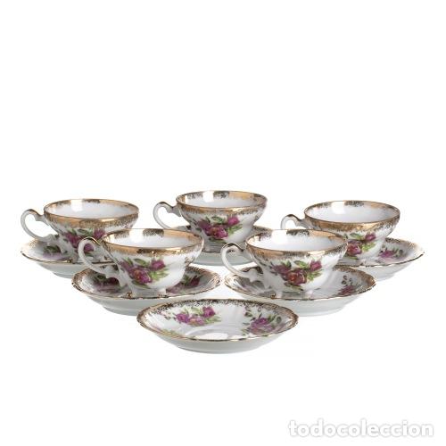 Antig&uuml;edades: JUEGO DE CINCO TAZAS DE T&Eacute; - Foto 1