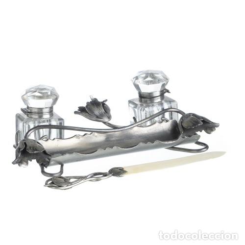 Antig&uuml;edades: TINTERO DE MESA ART NOUVEA - Foto 1