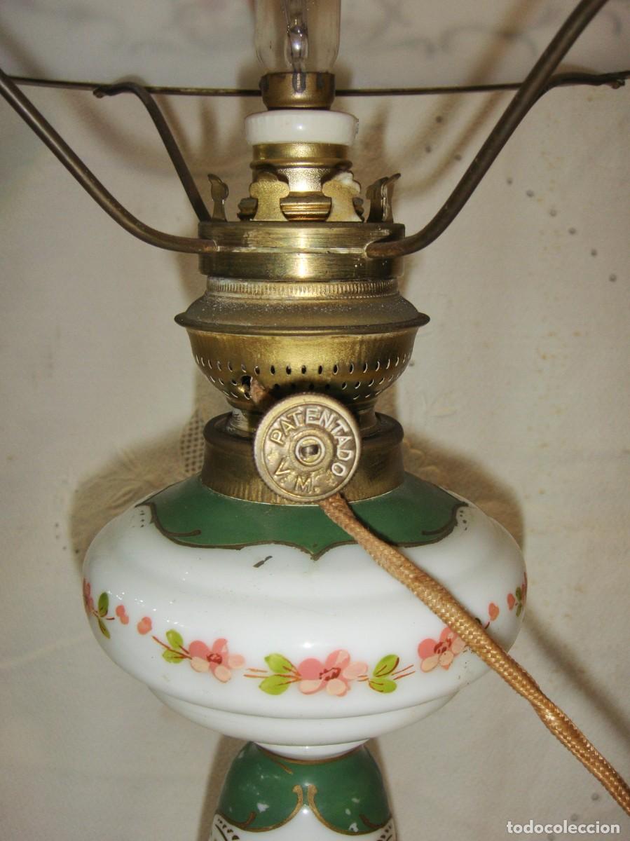 Antig&uuml;edades: Quinqu&eacute; electrificado en opalina pintada a mano &middot; (ca. 1900 &ndash; 1920) - Foto 7
