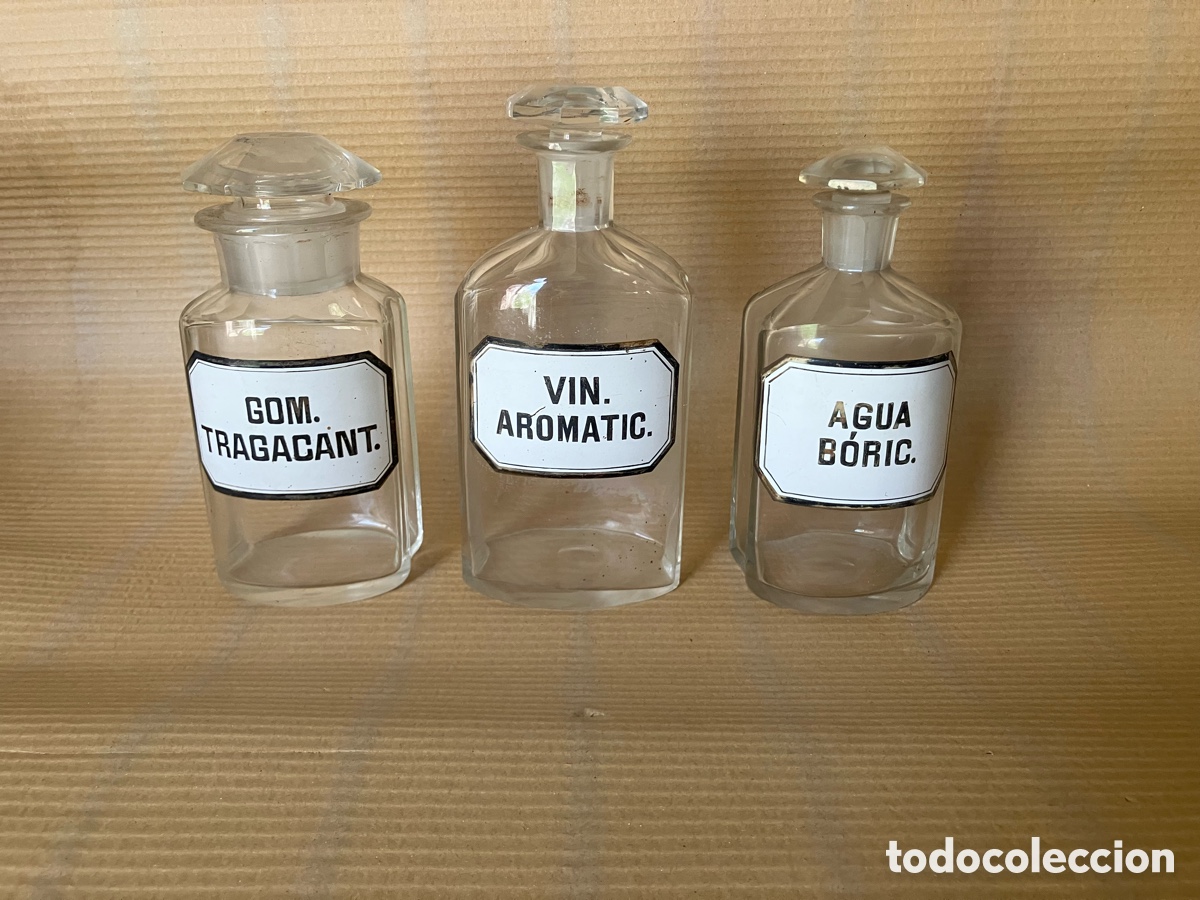 Antig&uuml;edades: TRES BOTELLAS DE BOTICA CRISTAL - Foto 2
