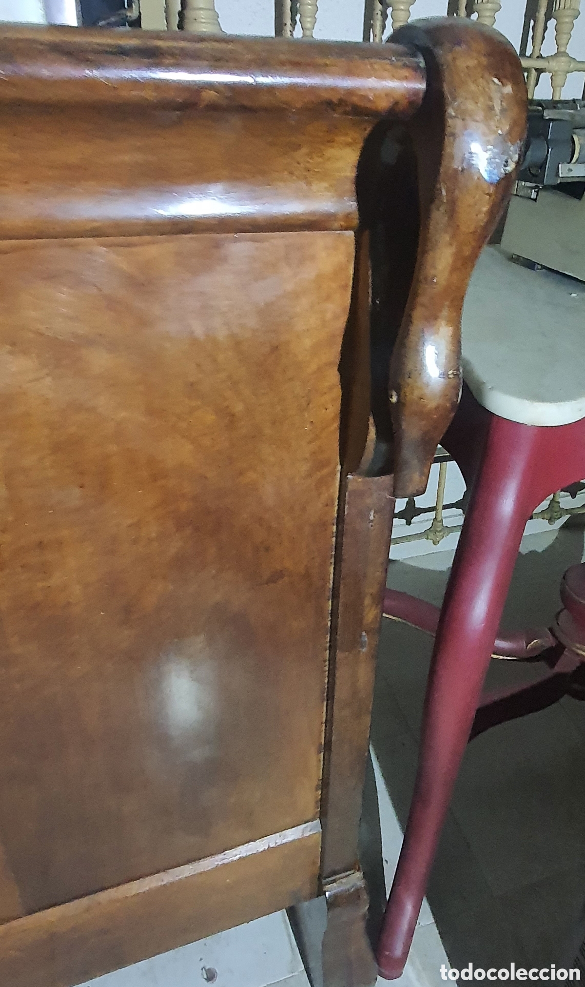 Antig&uuml;edades: Cabezal antiguo de cama de madera - Foto 2