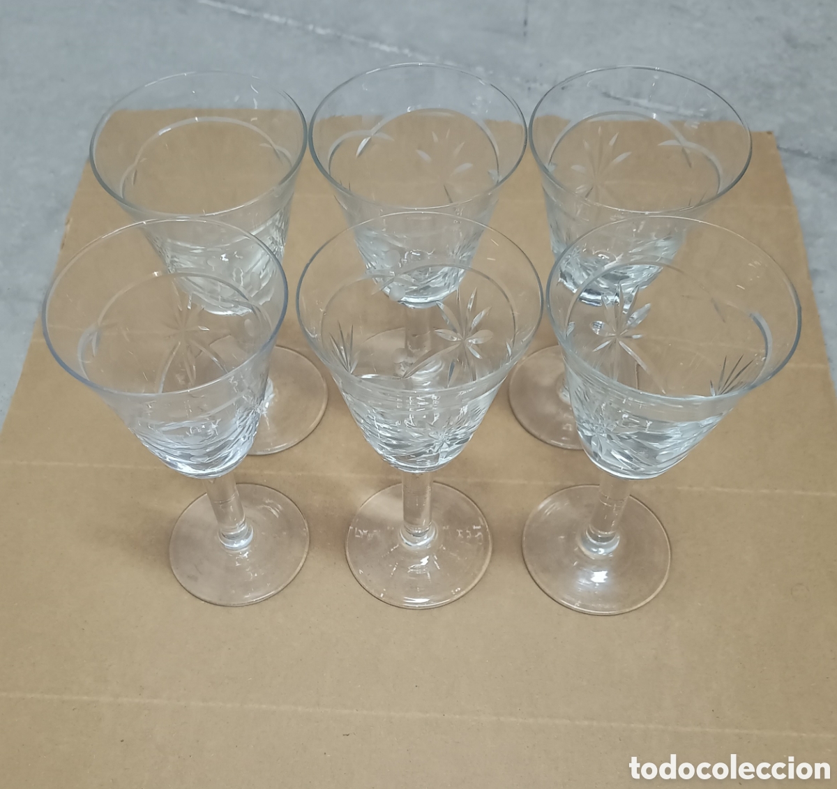 Antig&uuml;edades: 6 COPAS DE CRISTAL TALLADO - Foto 2