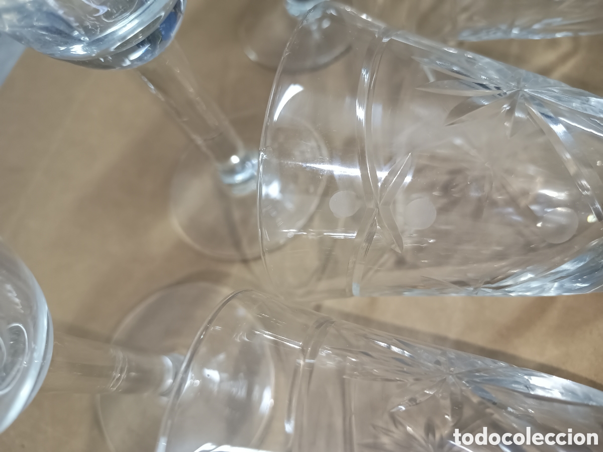 Antig&uuml;edades: 6 COPAS DE CRISTAL TALLADO - Foto 3