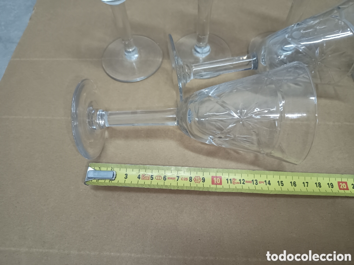 Antig&uuml;edades: 6 COPAS DE CRISTAL TALLADO - Foto 4