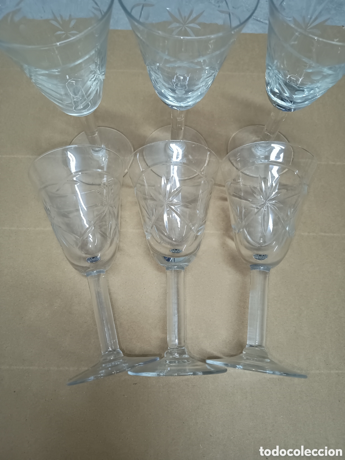 Antig&uuml;edades: 6 COPAS DE CRISTAL TALLADO - Foto 1