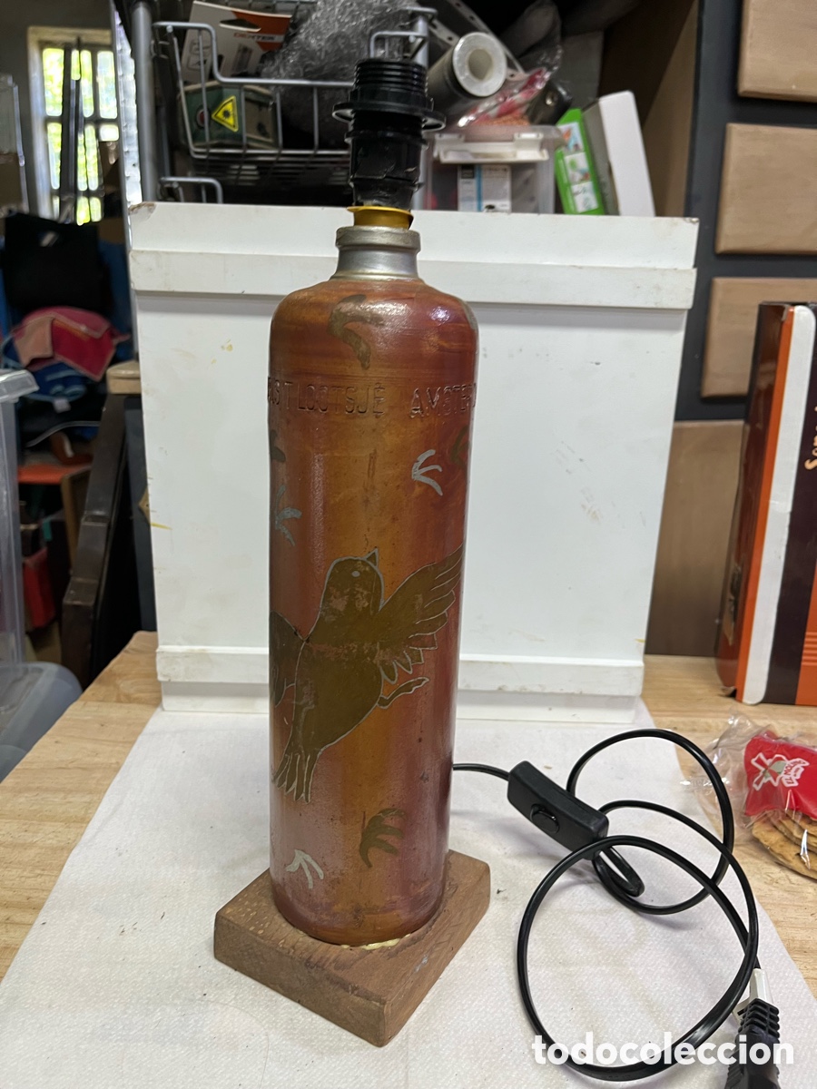 Antig&uuml;edades: L&aacute;mpara botella de gres - Foto 2