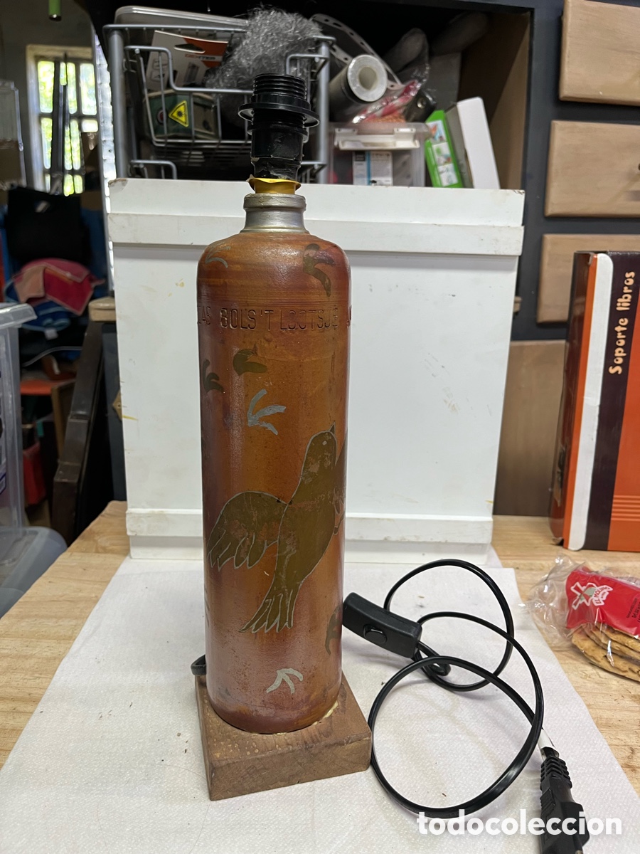 Antig&uuml;edades: L&aacute;mpara botella de gres - Foto 3