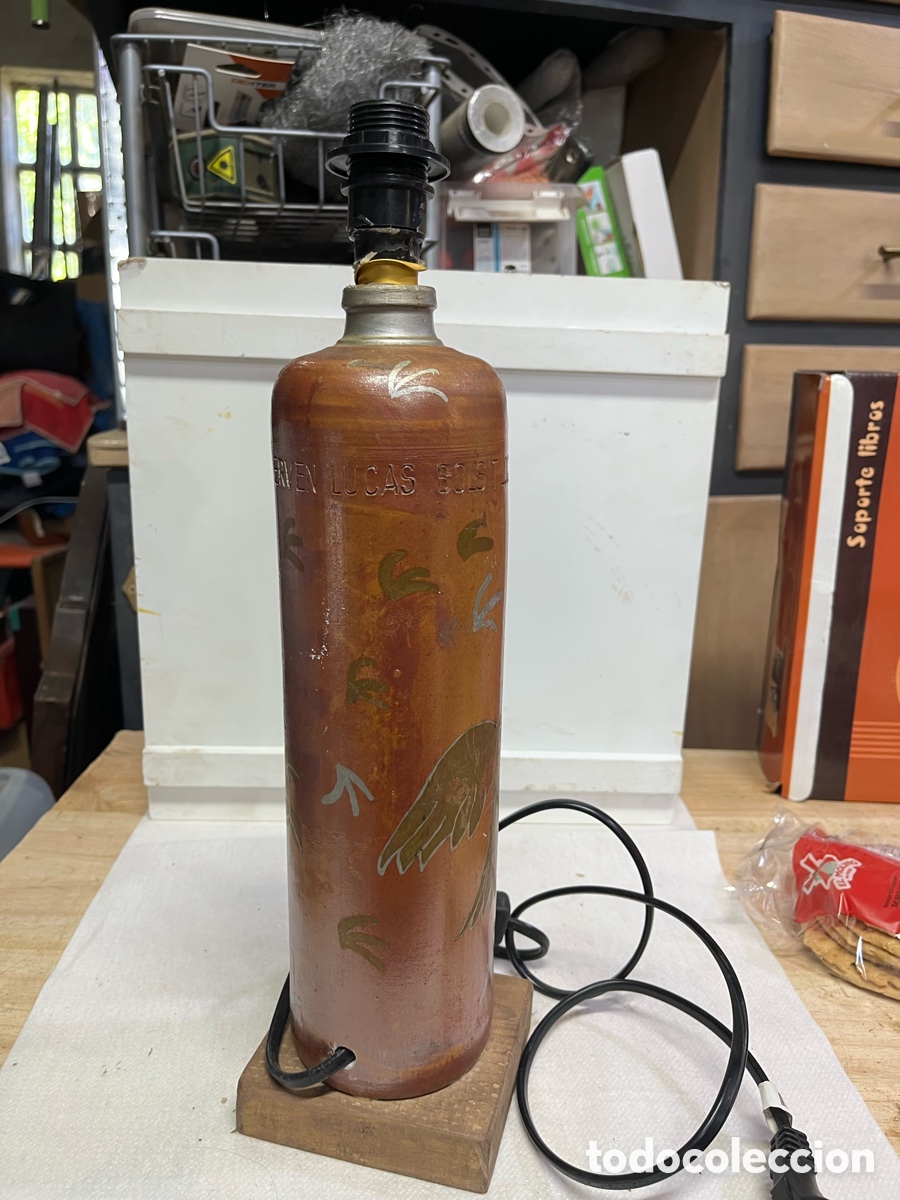 Antig&uuml;edades: L&aacute;mpara botella de gres - Foto 4