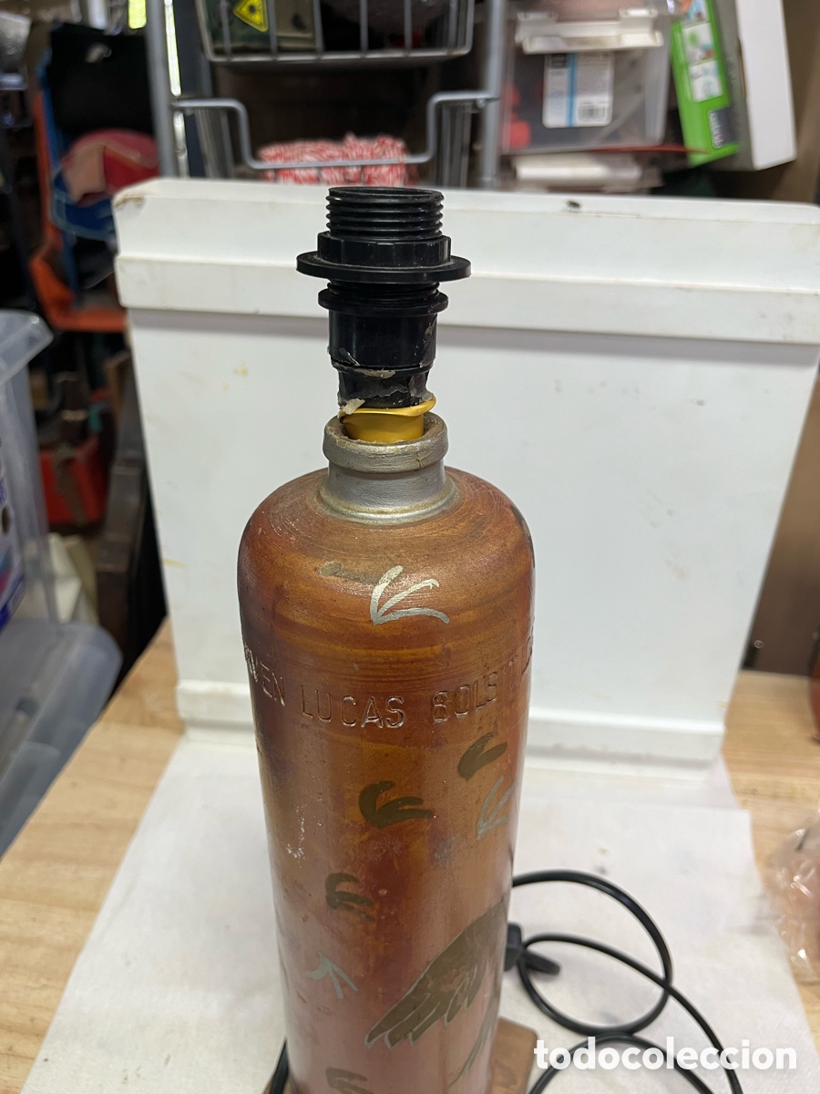 Antig&uuml;edades: L&aacute;mpara botella de gres - Foto 5