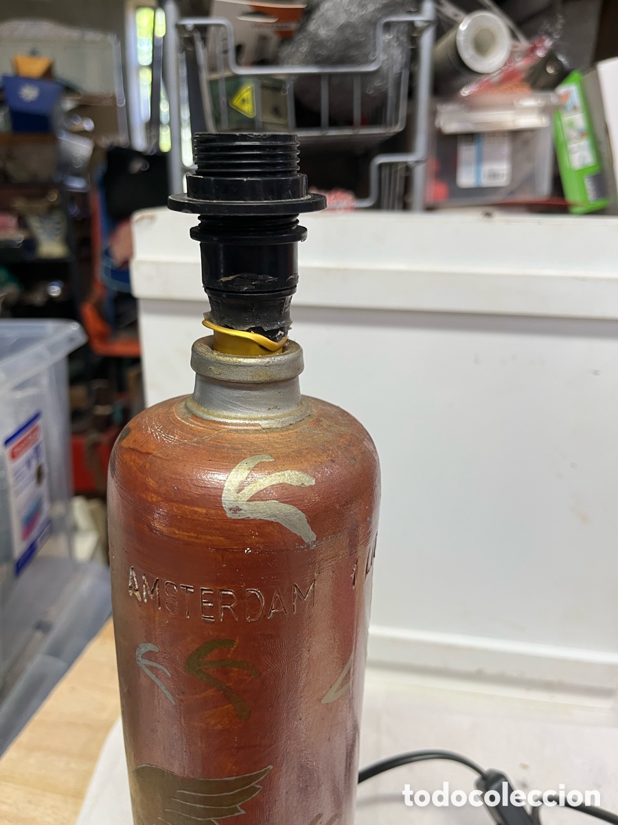 Antig&uuml;edades: L&aacute;mpara botella de gres - Foto 6