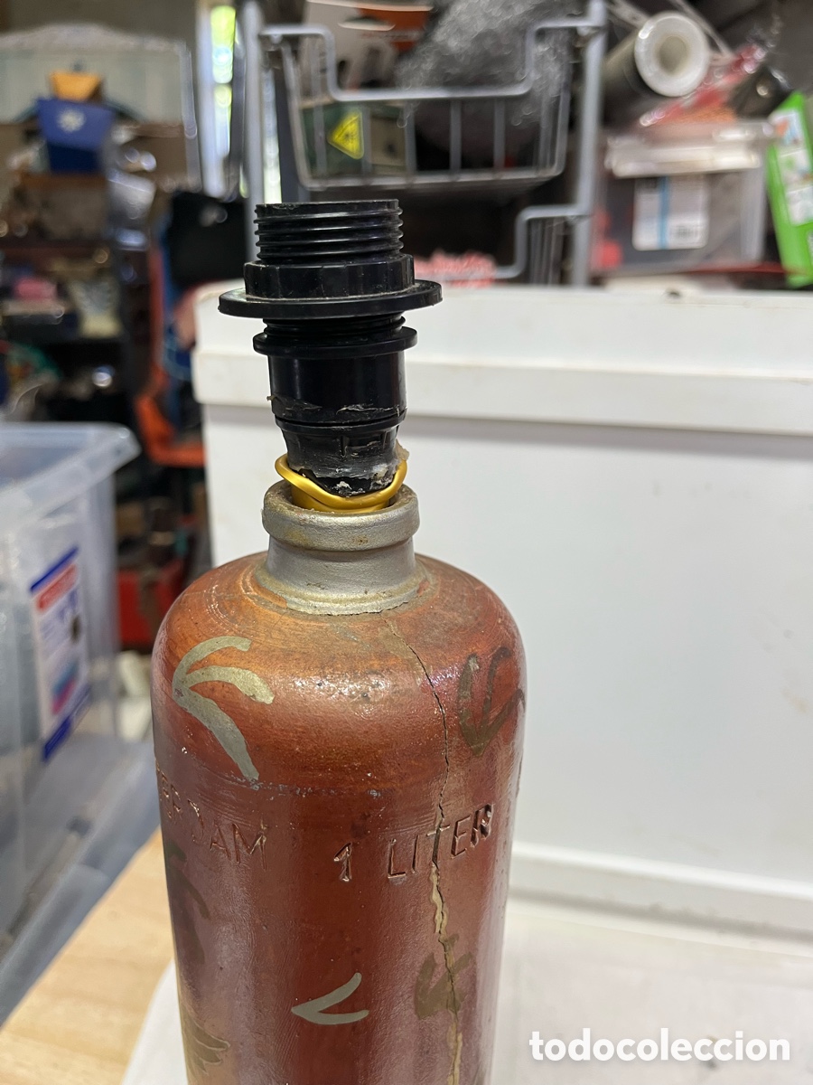 Antig&uuml;edades: L&aacute;mpara botella de gres - Foto 7