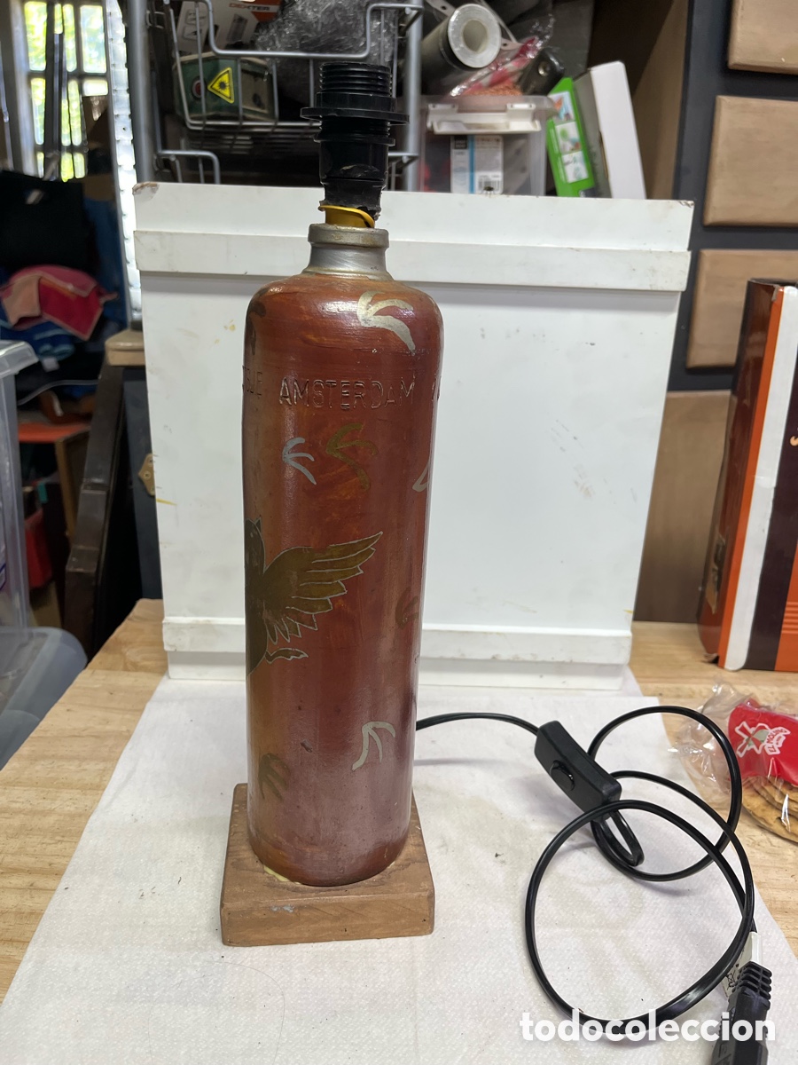 Antig&uuml;edades: L&aacute;mpara botella de gres - Foto 1
