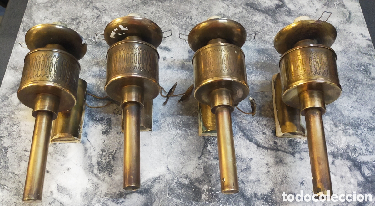 Antig&uuml;edades: 5 Apliques Pared Vintage Bronce - Foto 2