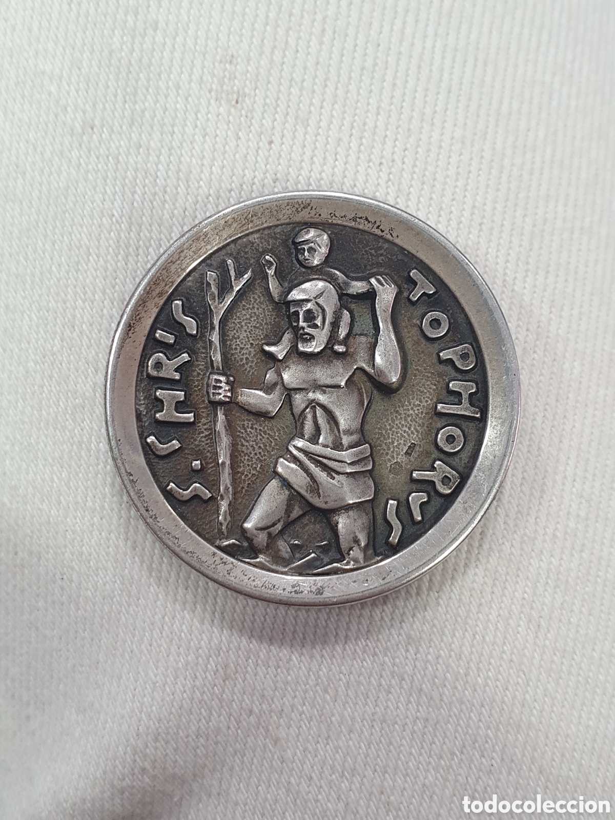 Antig&uuml;edades: Im&aacute;n para coche S. Crist&oacute;bal. Plata de ley. (L77) - Foto 1