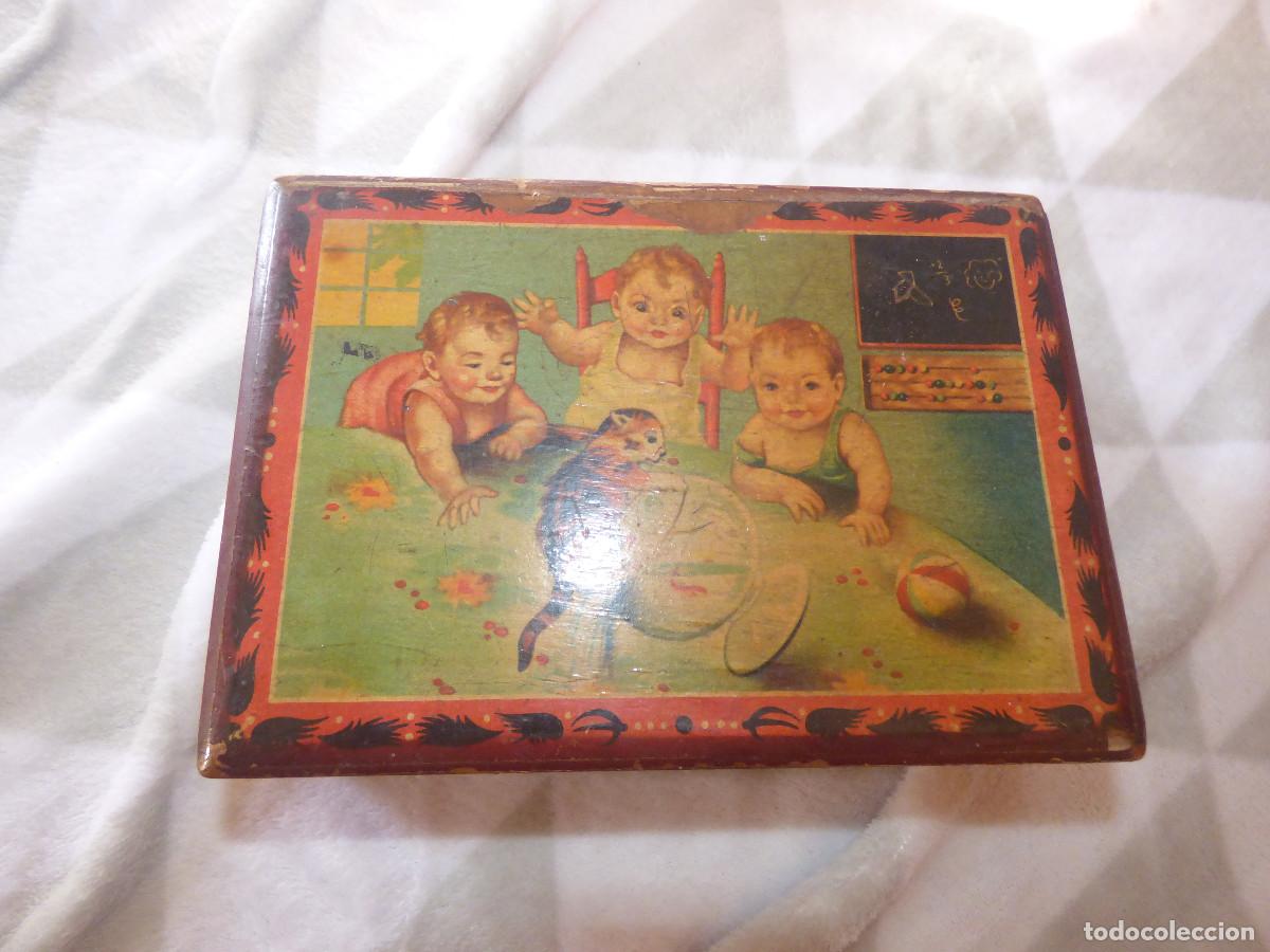 Antig&uuml;edades: Caja de madera decorada.A&ntilde;os 40. - Foto 1