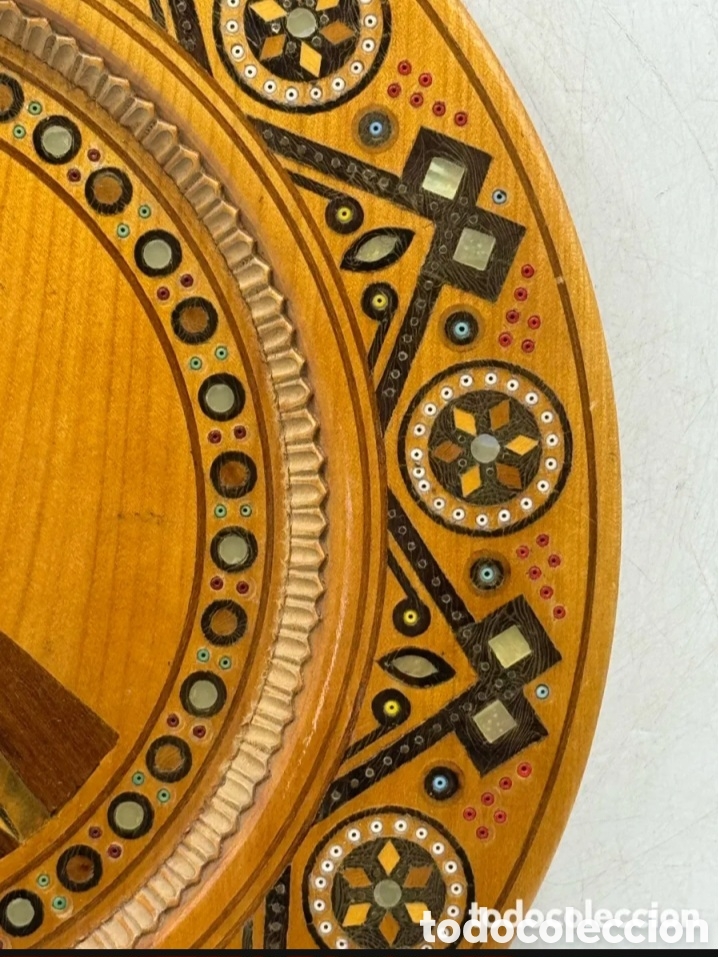 Antig&uuml;edades: Plato marqueter&iacute;a madera - Foto 2