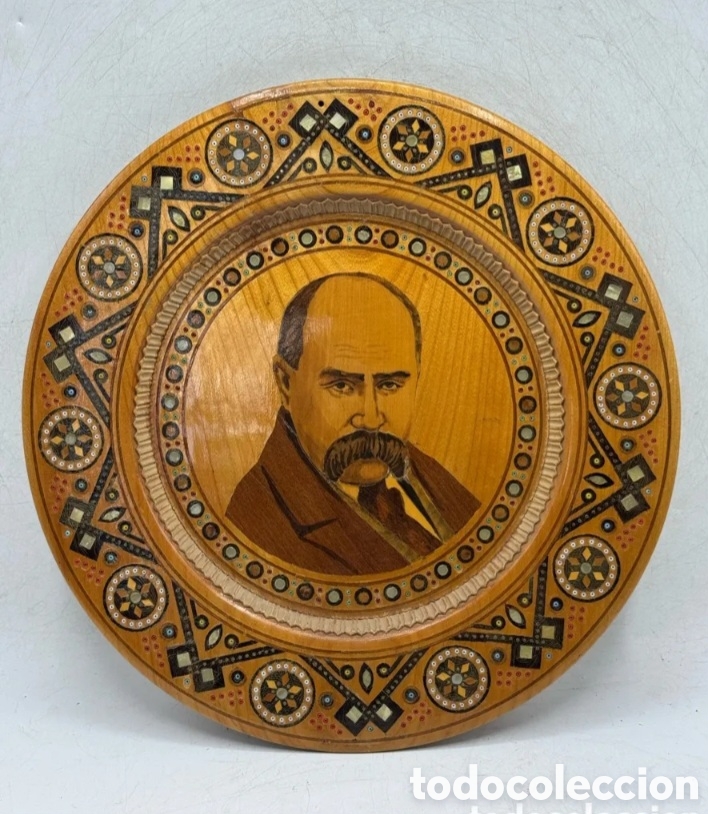 Antig&uuml;edades: Plato marqueter&iacute;a madera - Foto 1
