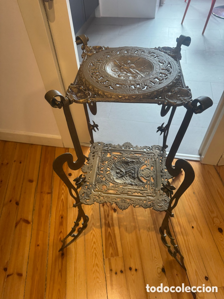 Antig&uuml;edades: Mesa macetero hierro forjado - Foto 4
