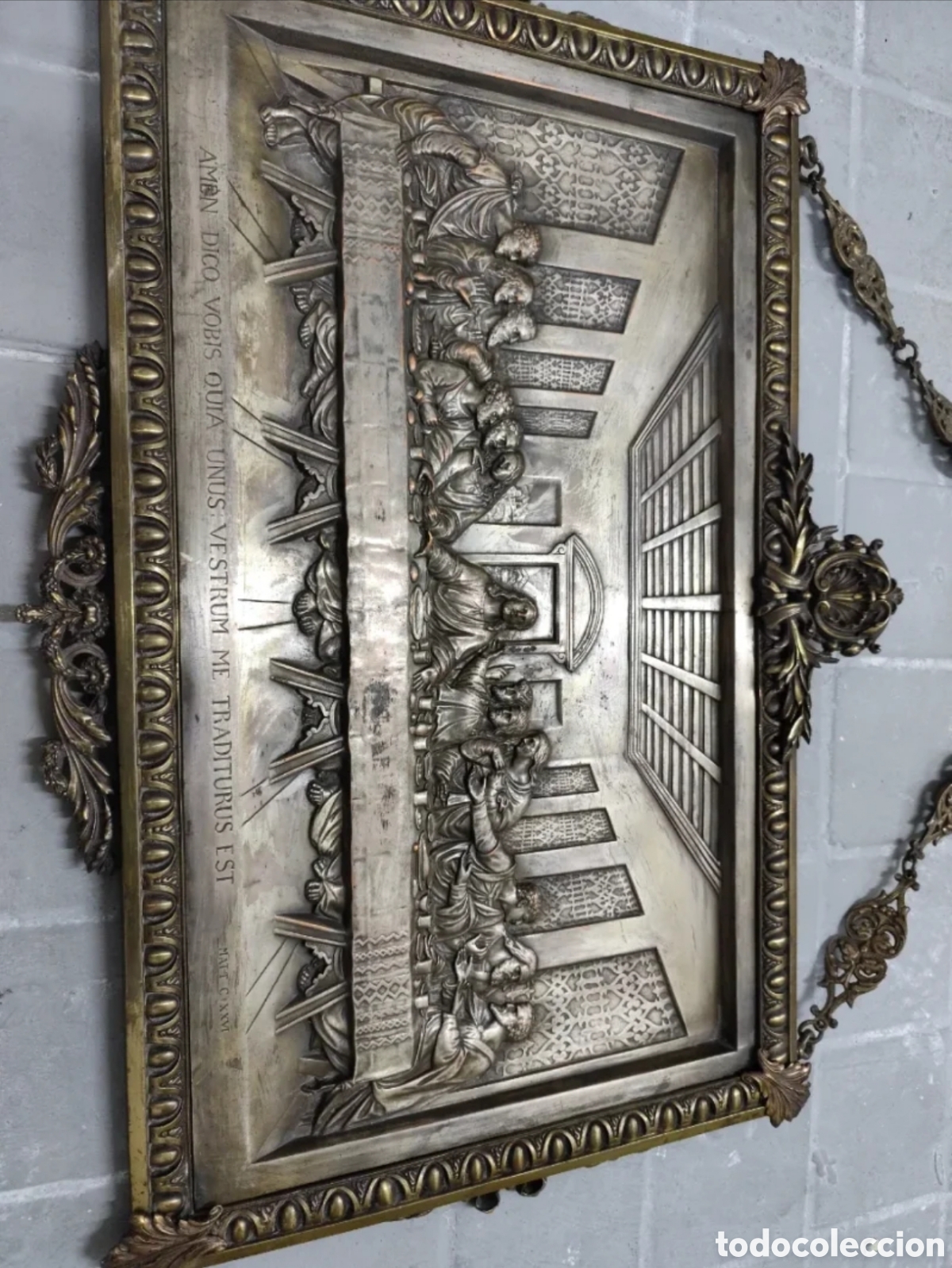 Antig&uuml;edades: CUADRO COLGANTE &Uacute;LTIMA CENA BRONCE - Foto 2
