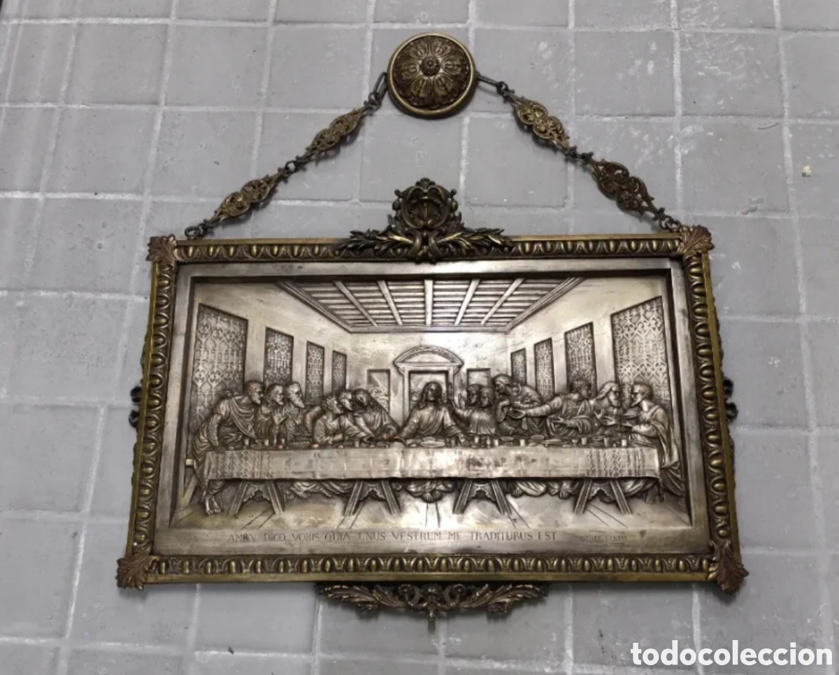 Antig&uuml;edades: CUADRO COLGANTE &Uacute;LTIMA CENA BRONCE - Foto 1