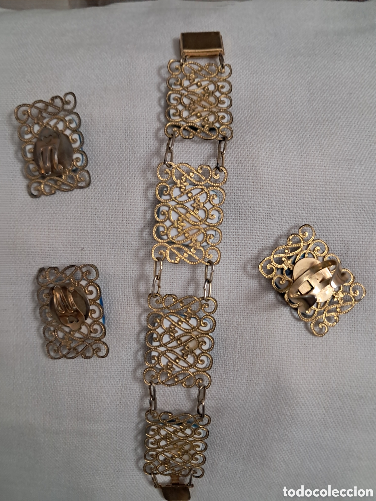 Antig&uuml;edades: Antiguo set de pulsera,pendientes y sortija. - Foto 3