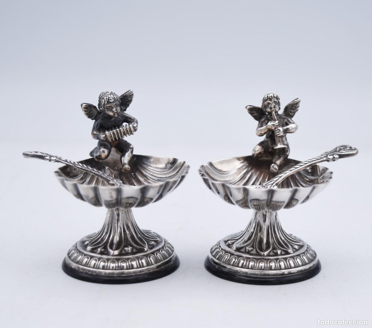 Antig&uuml;edades: Saleros / pellizcos de sal - Plata - Foto 9